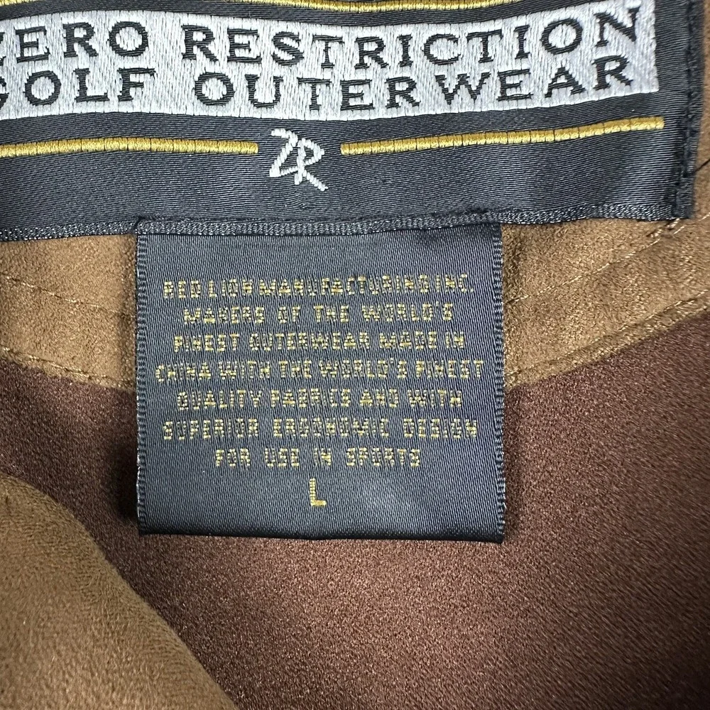 Zero Restriction Golf Outerwear Large Microsuede Brown‎  Mens Jacket Coat